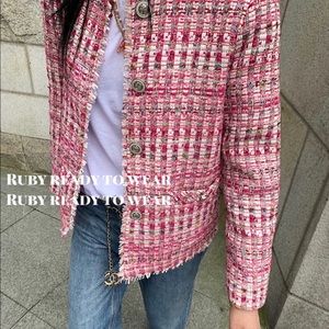Pink knit coat